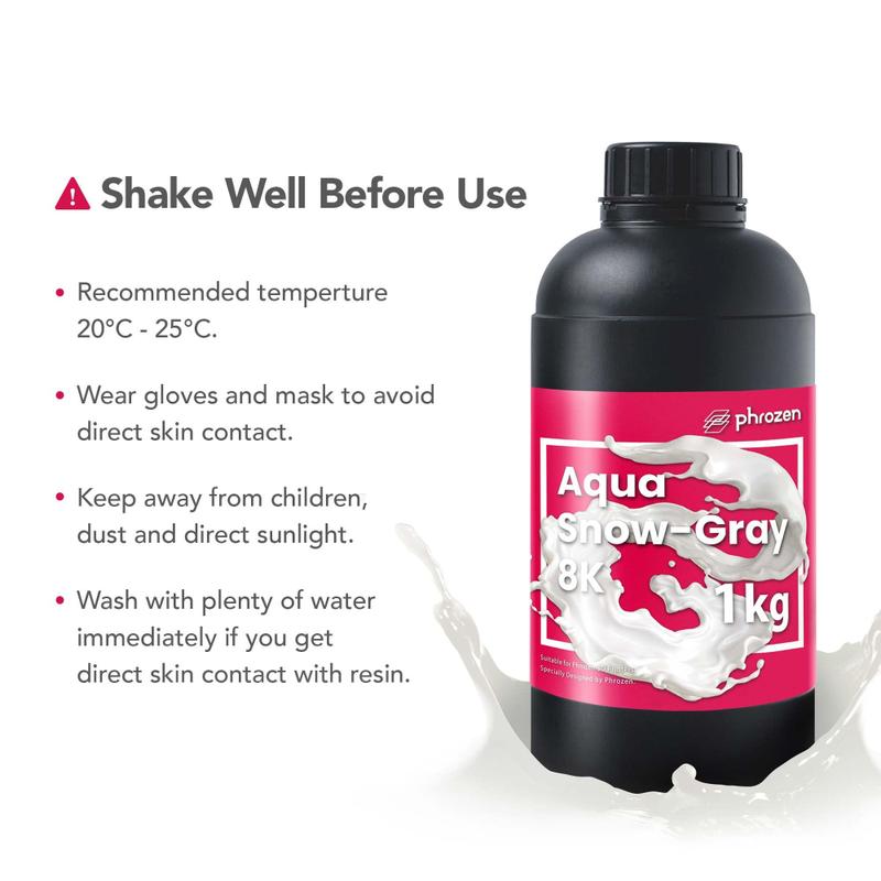 Resina de impressora 3D Phrozen Aqua Snow-Grey 8K 1kg para LCD 8K